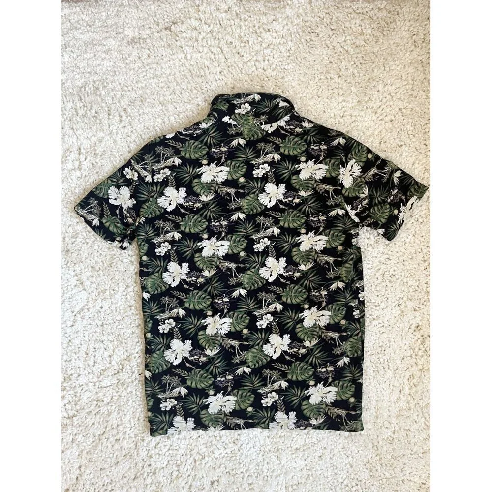 Banana Republic  Mens M Tall Palm Print Pique Polo Shirt